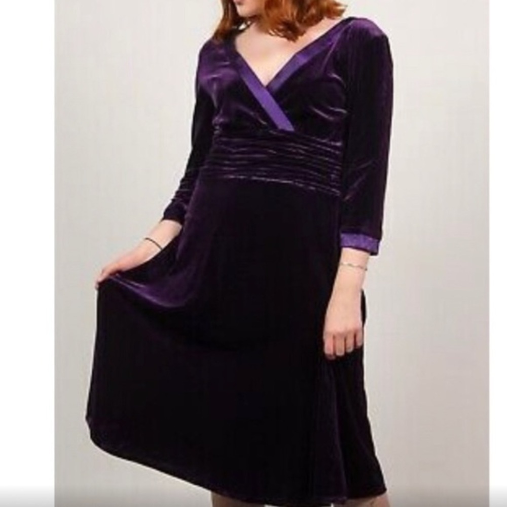Sandra Darren Purple Velvet Dress